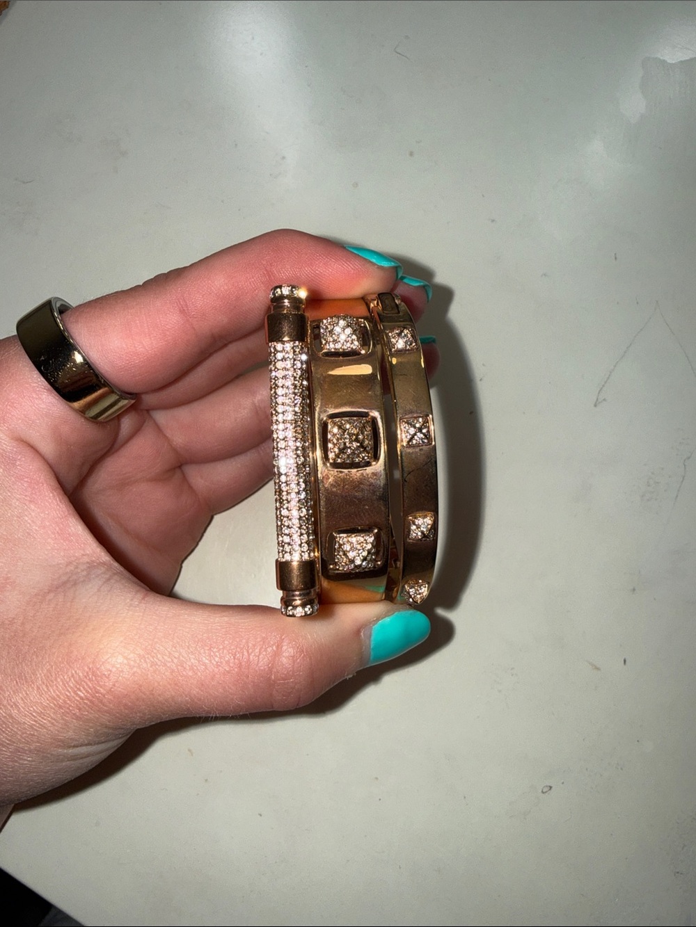 Swarovski Rose Gold Crystal Bangle Trio